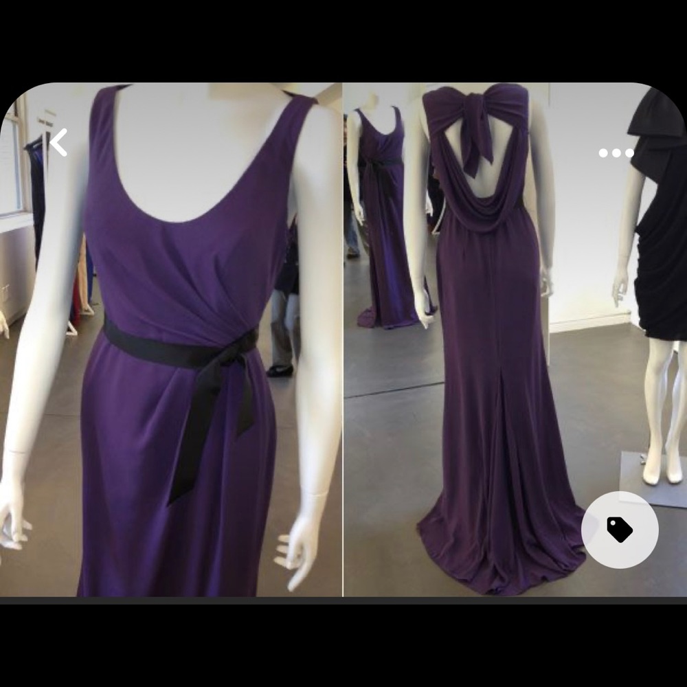 Black Vera Wang dress with scoop/ tie back. Size 6. From her White collection